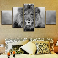▷ Tableau de style abstrait avec un lion majestueux