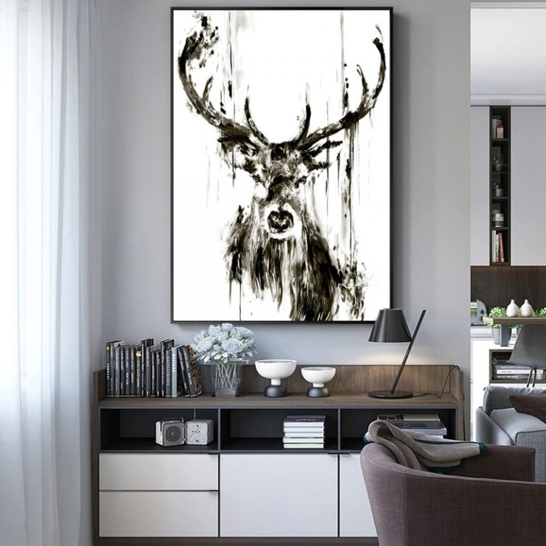 Tableau Sur Toile Abstrait Cerf - Impression D'Art Moderne - Décoration Murale Personnalisable